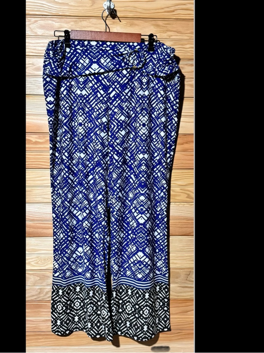 Robert Louis Blue & White Wide-Leg Printed Pants